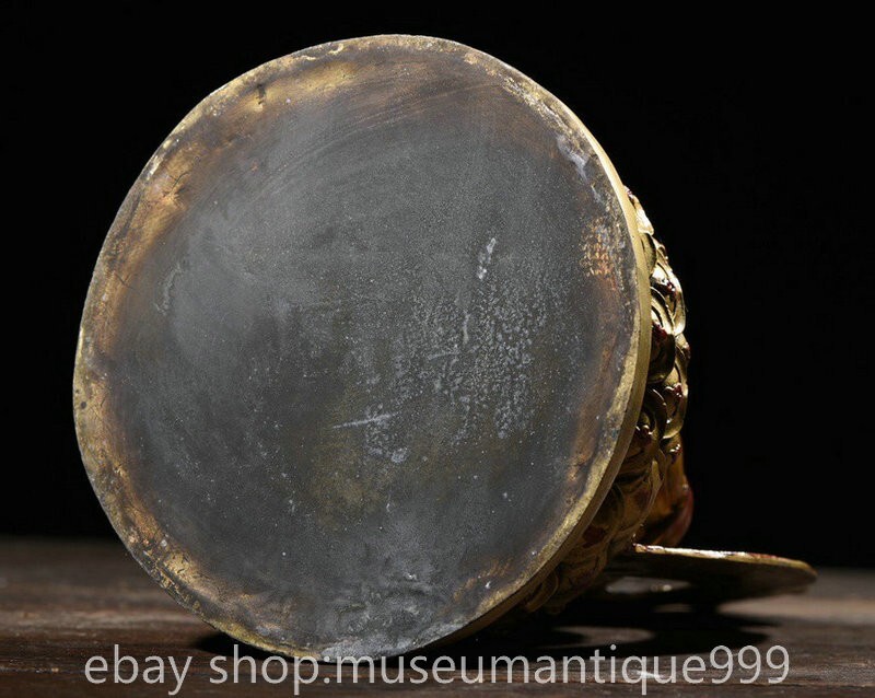 11.6" Old Chinese Bronze Buddhism Happy Laugh Maitreya Buddha Statue Painting