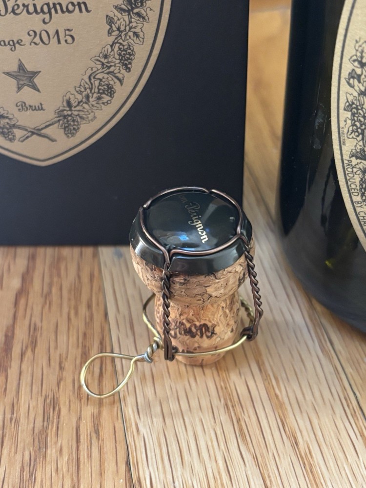 Dom Perignon Champagne 2015 Empty Bottle With Box, Cage And Cork