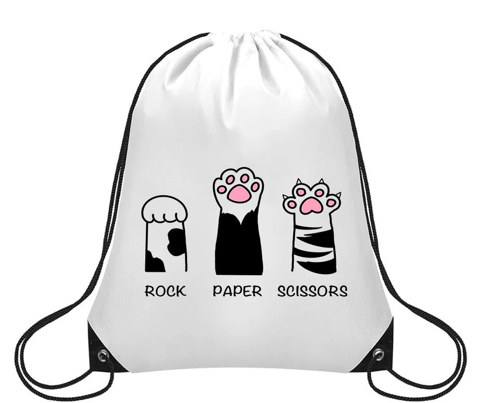Rock Paper Scissors Cat Claw Small Drawstring Backpack