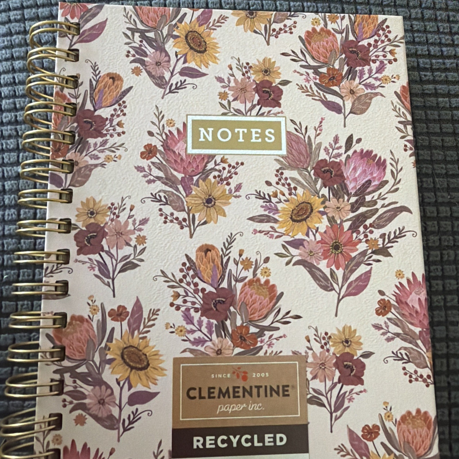 CLEMENTINE Journal Notebook  300 Lined Pages Hardcover Spiral pink  Floral 8x6