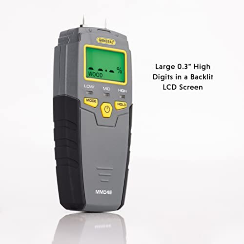 MMD4E Water Leak Detector, Moisture Tester, Pin Type, Digital Moisture Meter