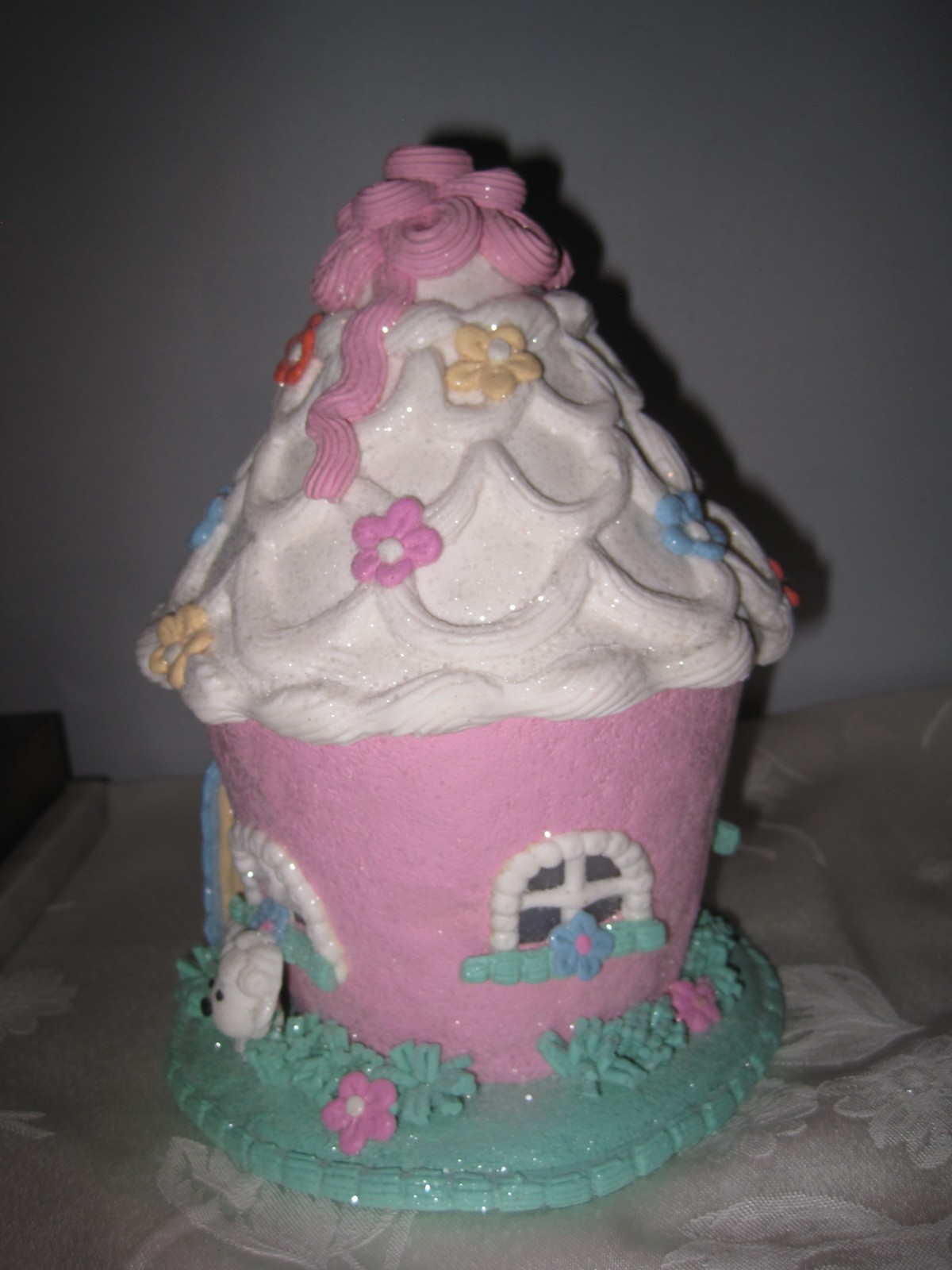 Cupcakes & Cashmere SUGARED Pastel Easter light up cupcake house with lamb