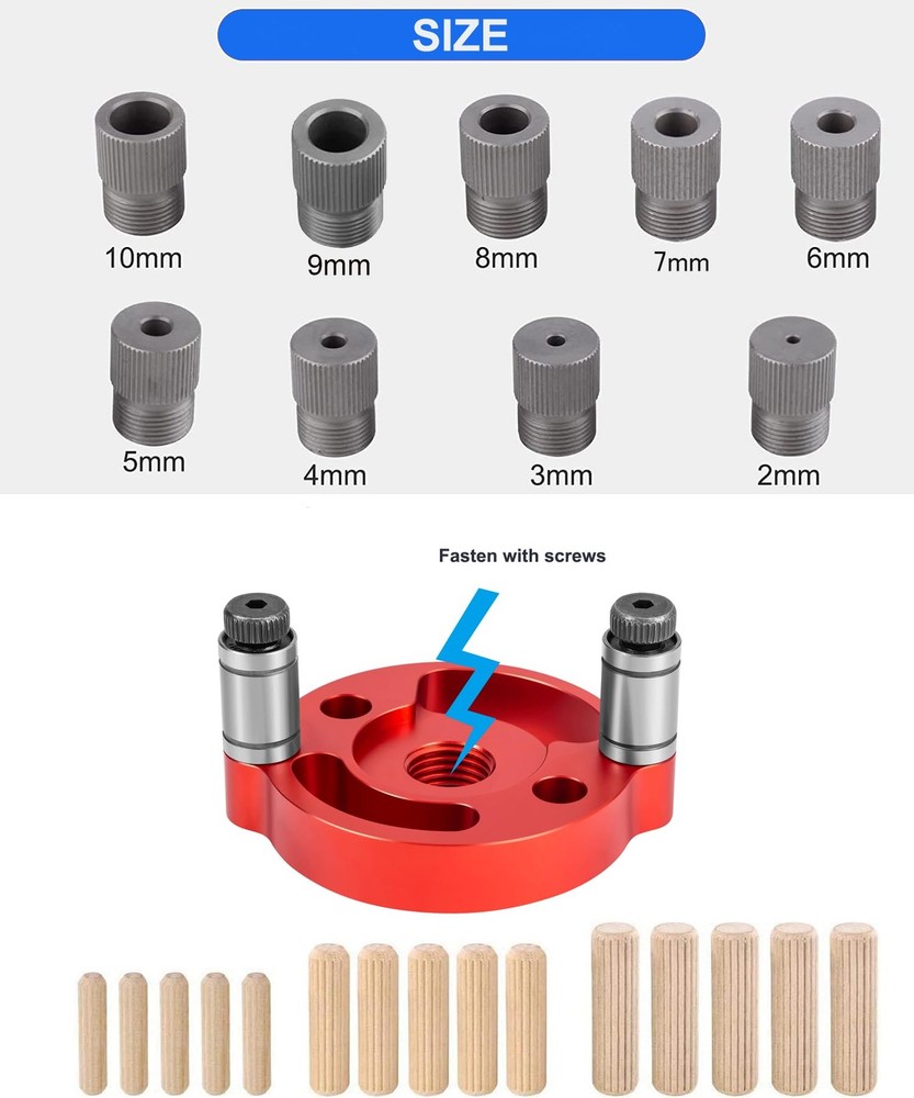 Self Centering Doweling Jig, Dowel Drill Guide 2/3/4/5/6/7/8/9/10mm Self Cent...