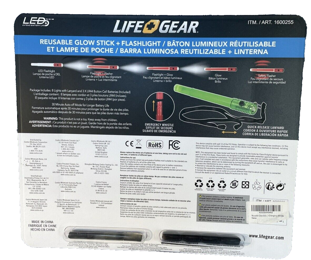 Lightgear Reusable Glowstick+Flashlight 8pack