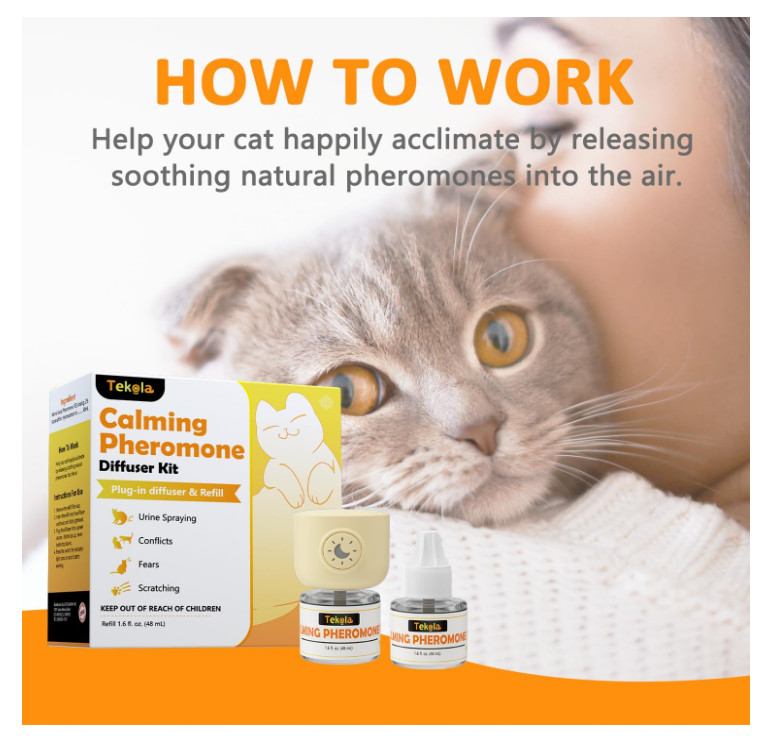 Cat Calming Diffuser Anxiety Relief 2-in-1 Cat Pheromones Calming Diffuser to R