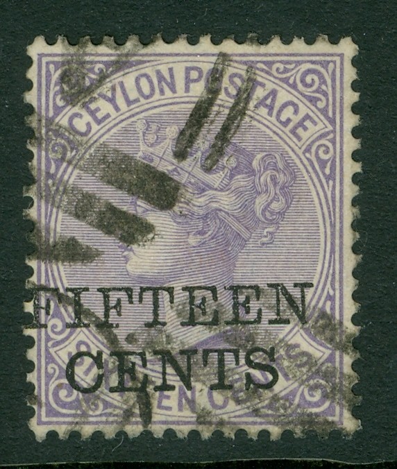 Ceylon, 15c on 16c violet. Scott #123