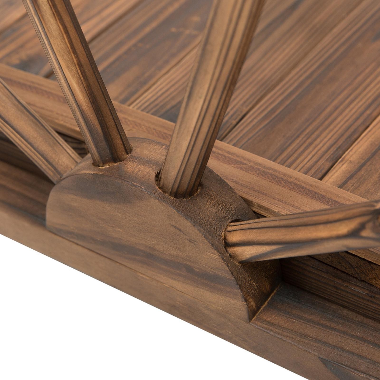 Stained Wooden Garden Footbridge - Fir Wood, Classic Arched Design for Streams &