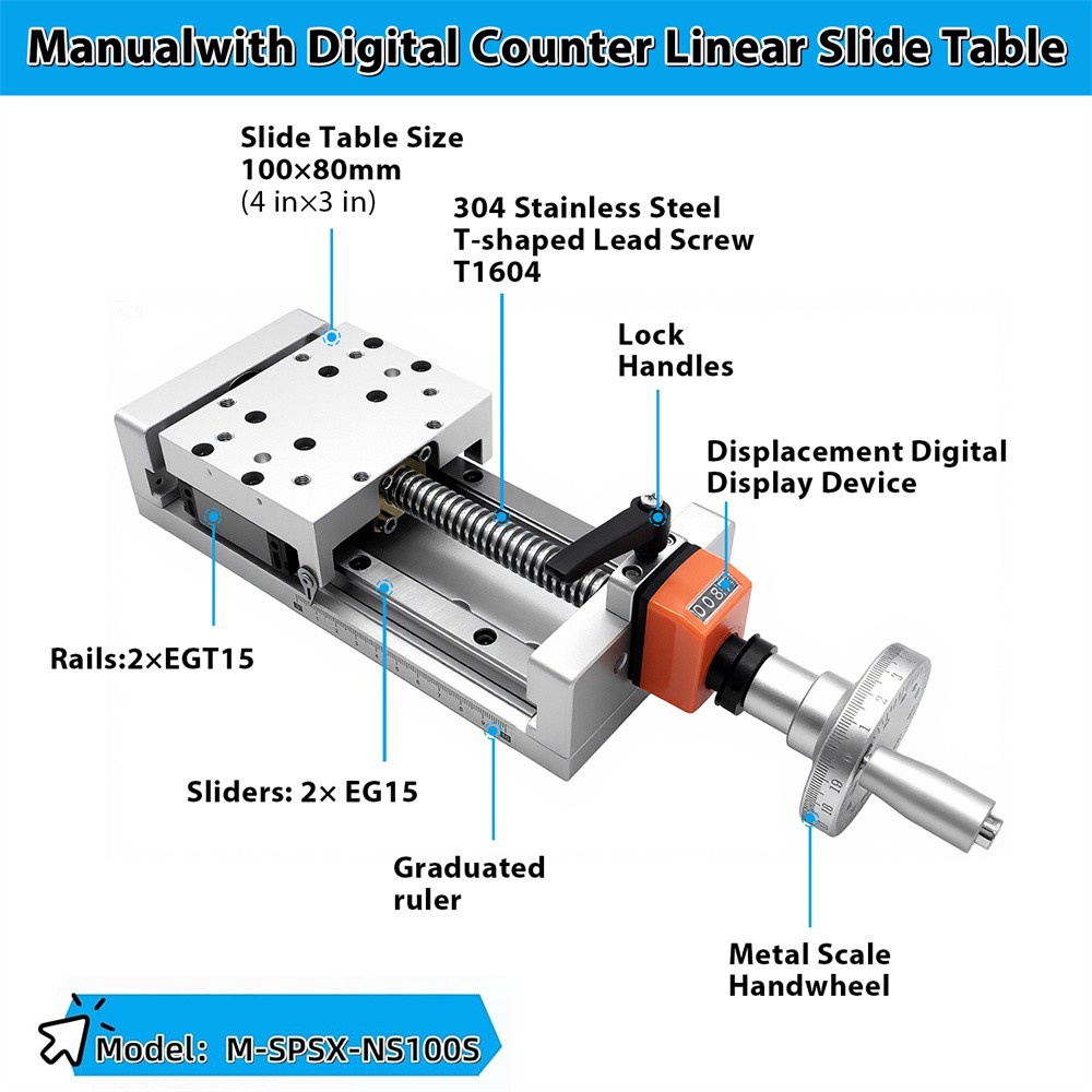 Linear Sliding Table Module T-shaped Screw Self-locking Digital Display XY Axis