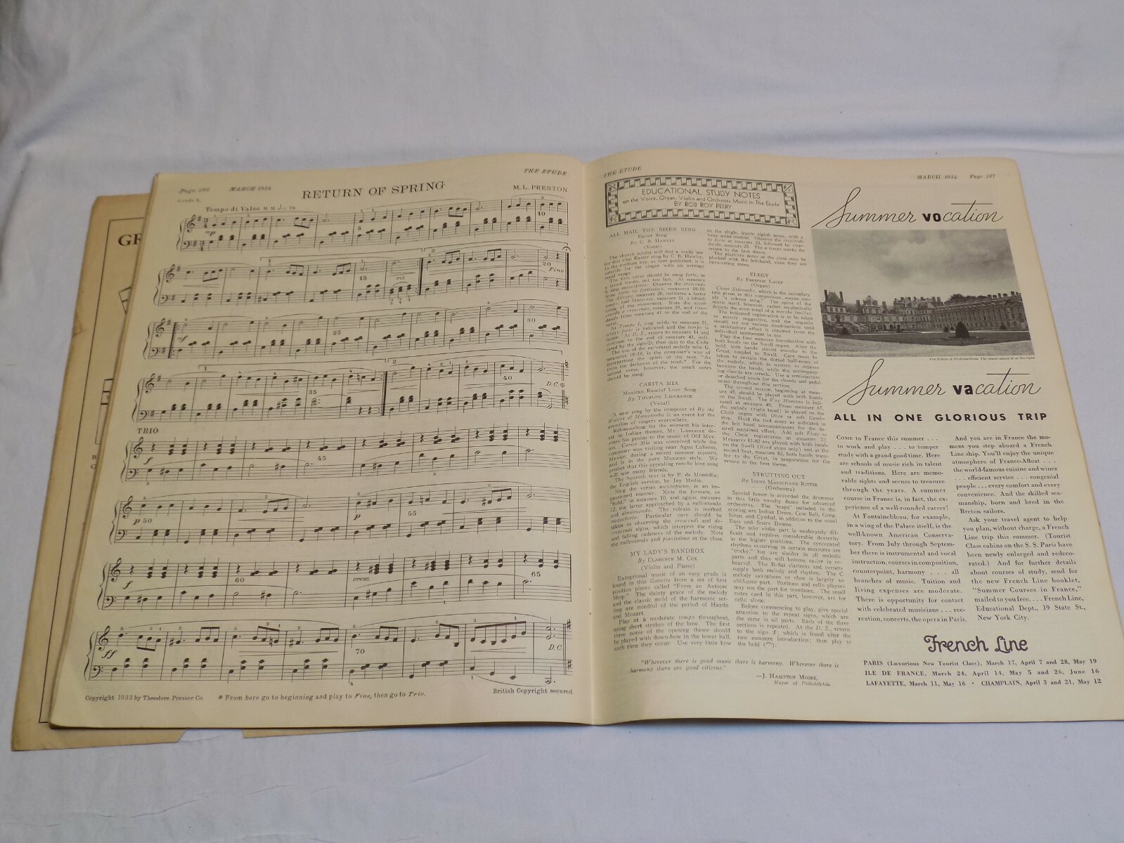 The Etude Music Magazine March 1934 Old Sheet Ceylon Dance Cincinnati Orchestra