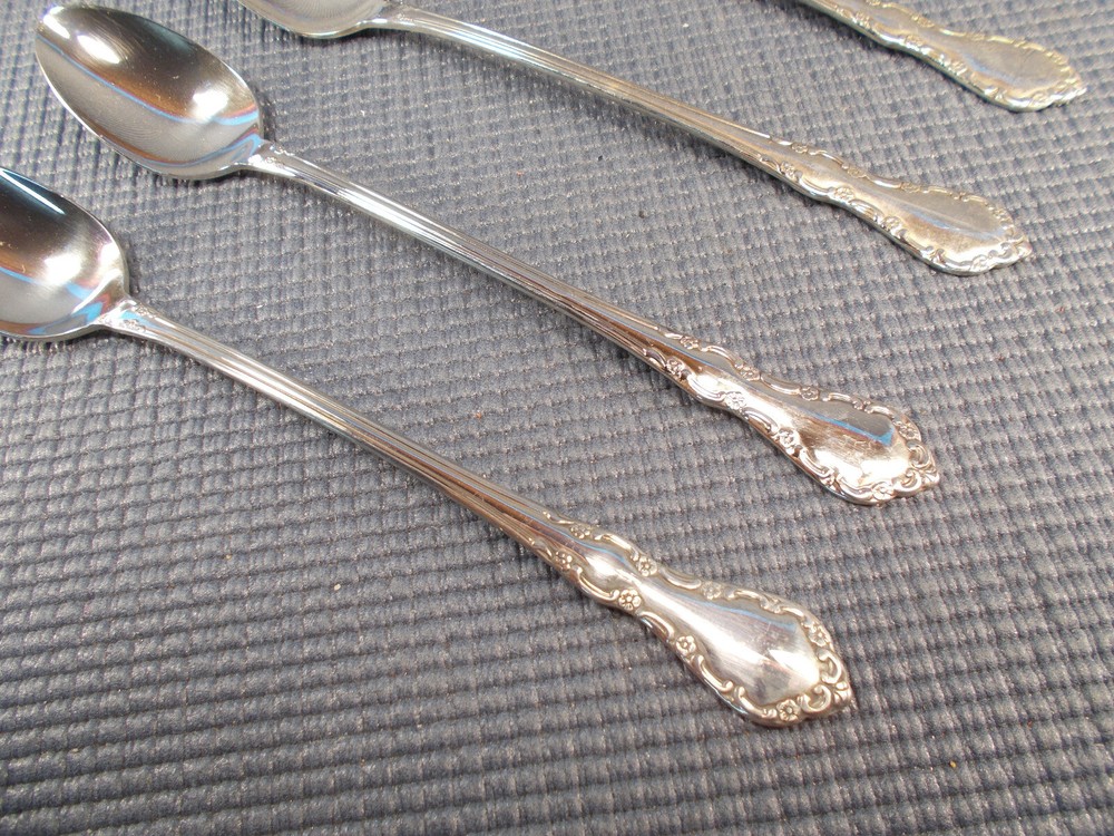 Oneida Stainless Flatware Mansion Hall Pattern 4 Iced Teaspoons 7 5/8"