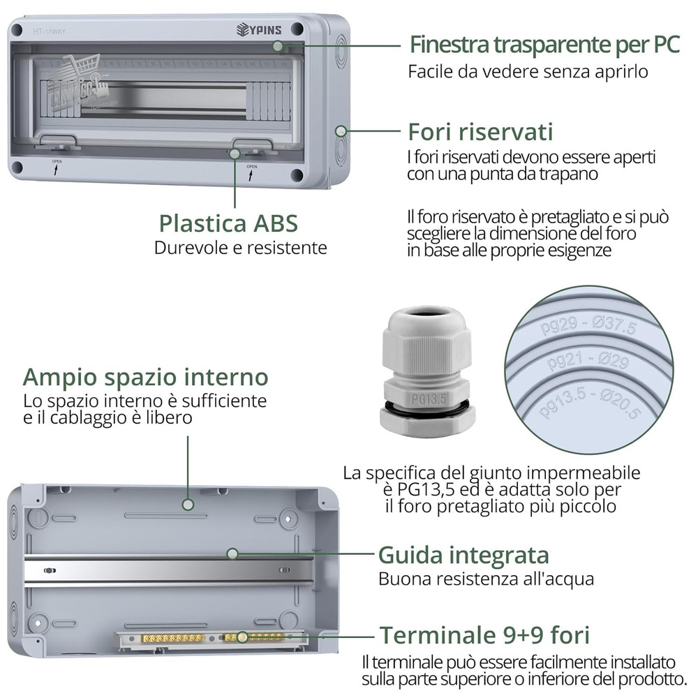 IP65 36 Modules 3 Row External Control Panel Box 280x510