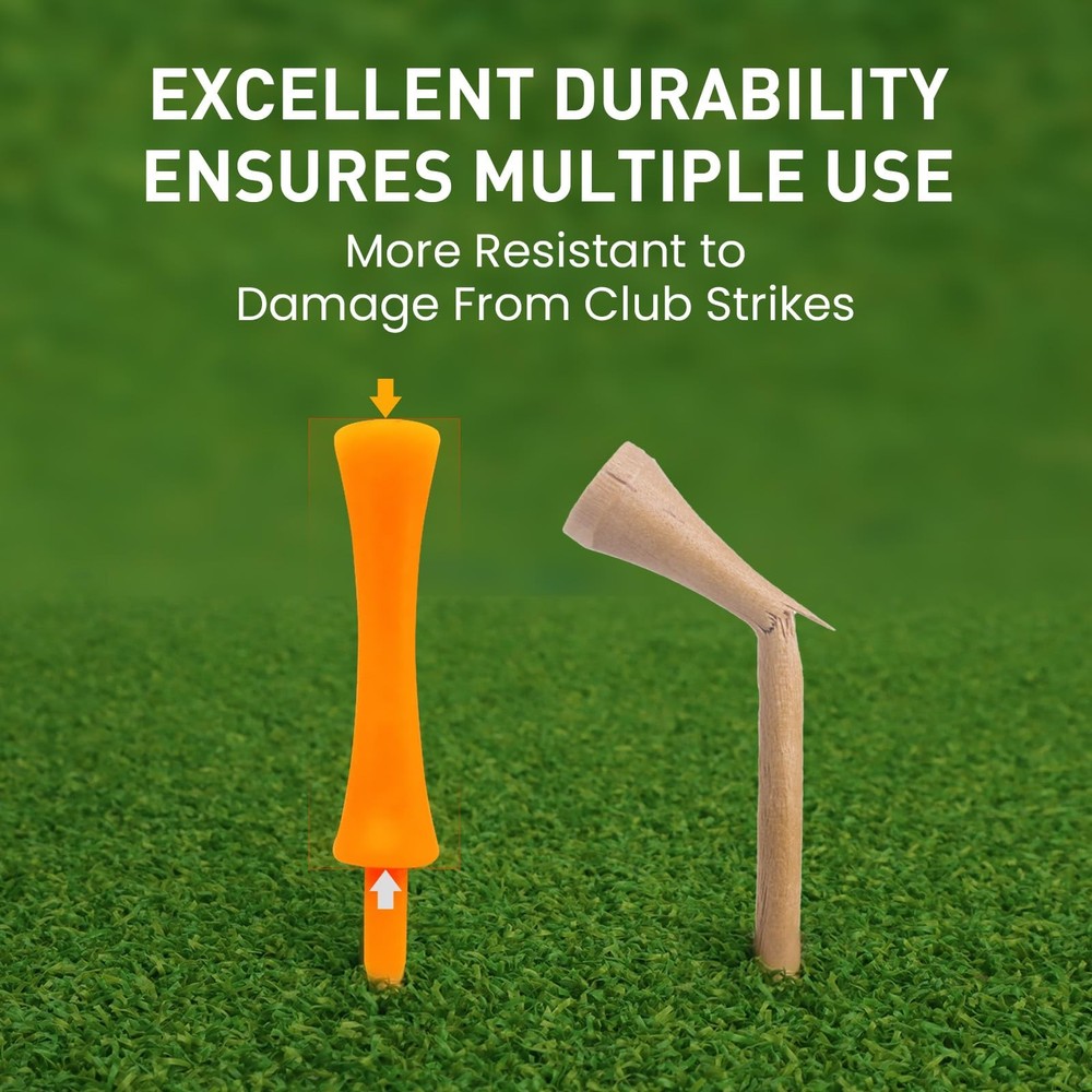 50 PCS Golf Tees Step Down Plastic Unbreakable Reusable Height Control Castle