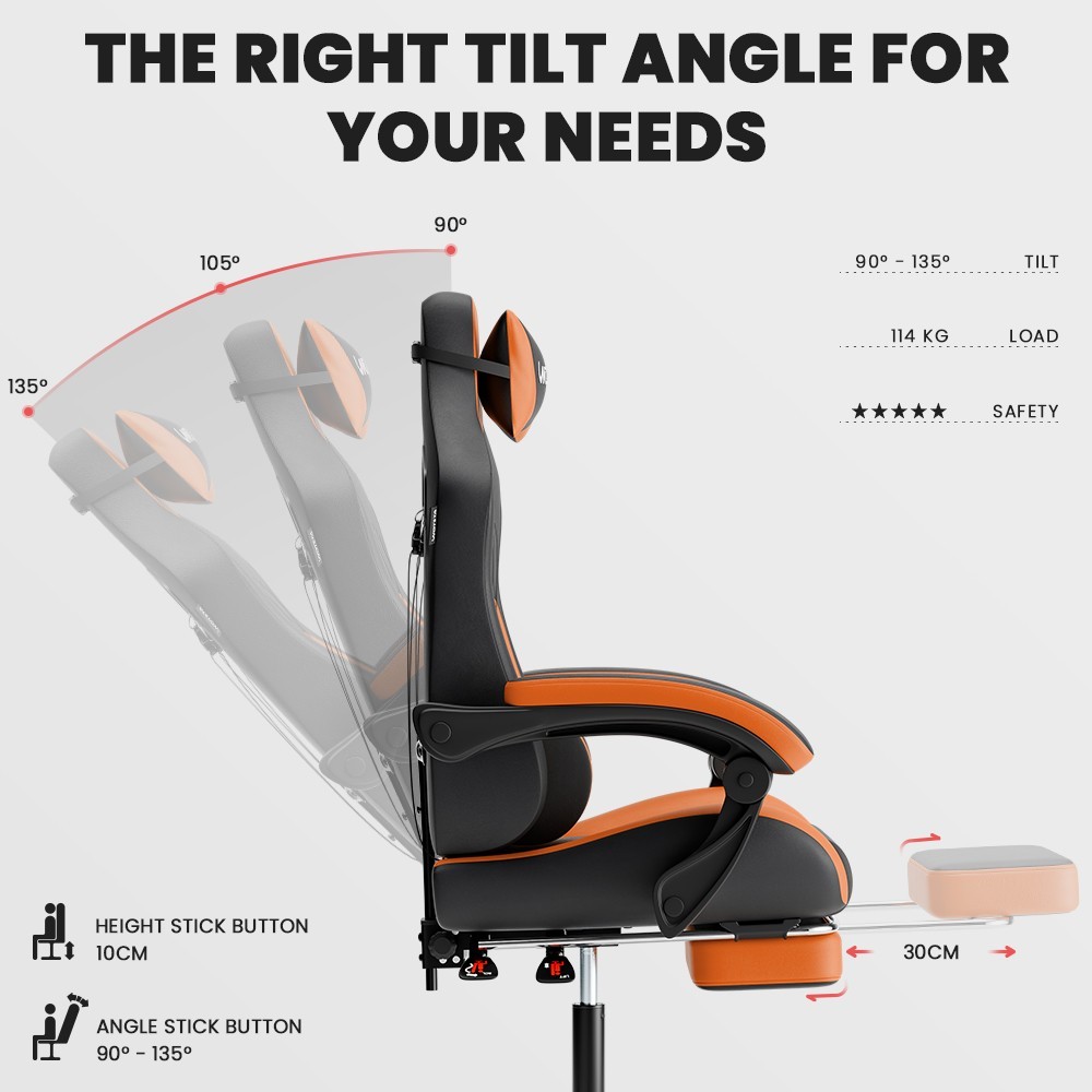 Gaming Chair with Massage,Ergonomic PC Computer Chair with Footrest Comfortable