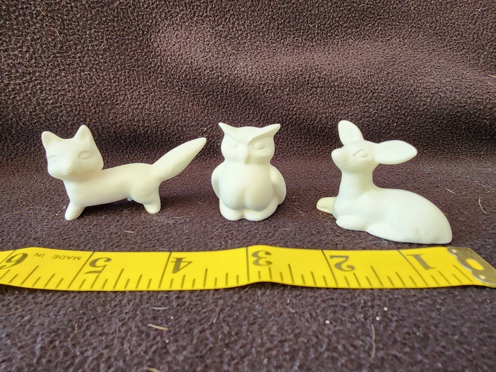 Ready to Paint Ceramic Bisque Fox, Owl, and Deer