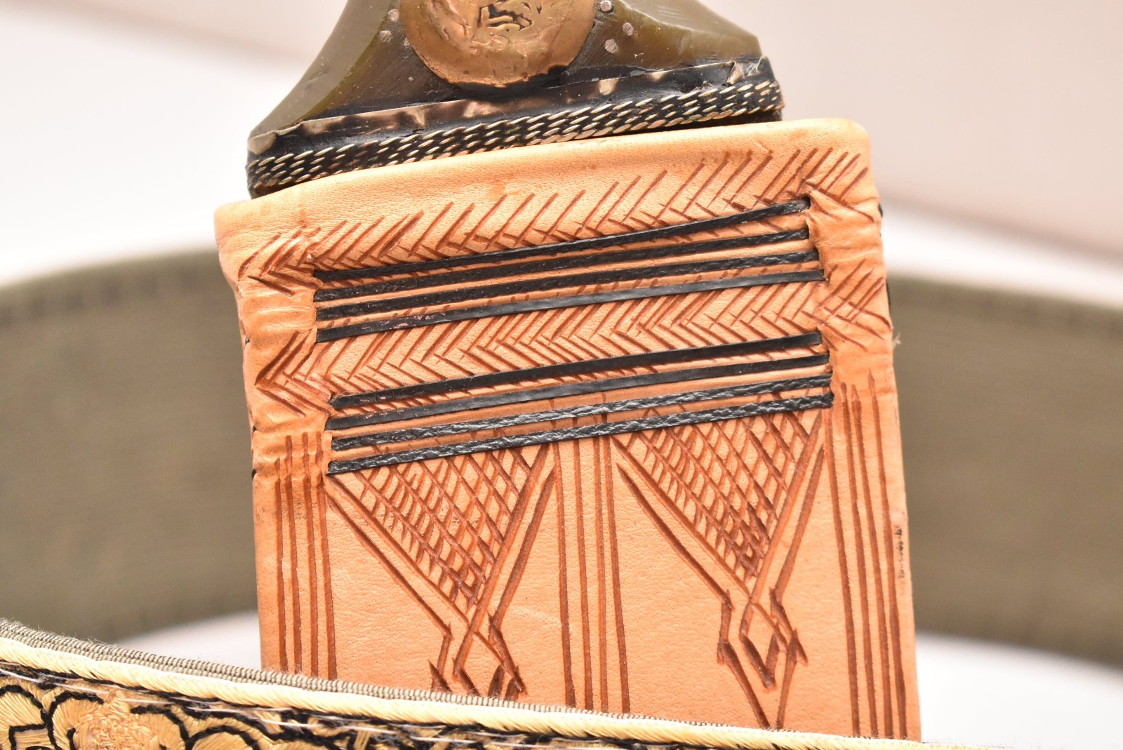 Beautiful Antique Authentic Yemeni Jambiya Dagger With Belt Knife Vintage-