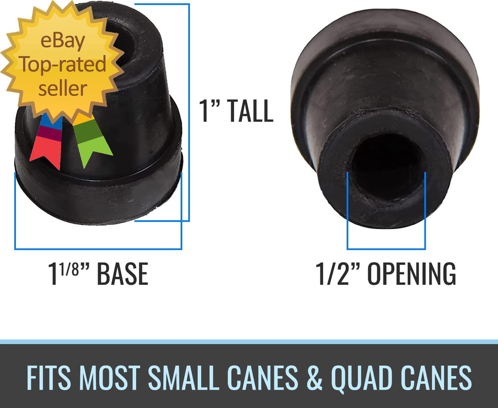 Durable Replacement Quad Cane Tips Extra Stability No-Slip Grip 1/2 Inch