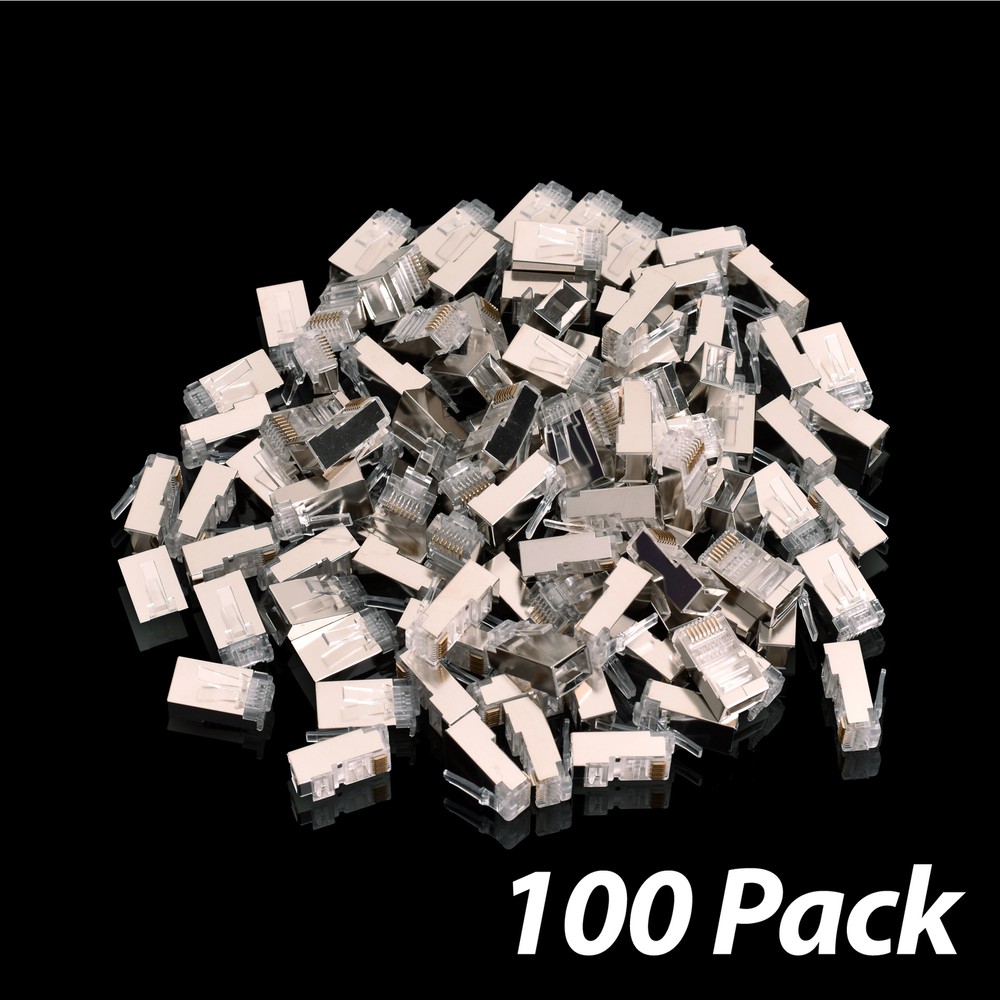 100pcs RJ45 8P8C CAT6 Modular Shielded Plug Network Cable Lan Connector End