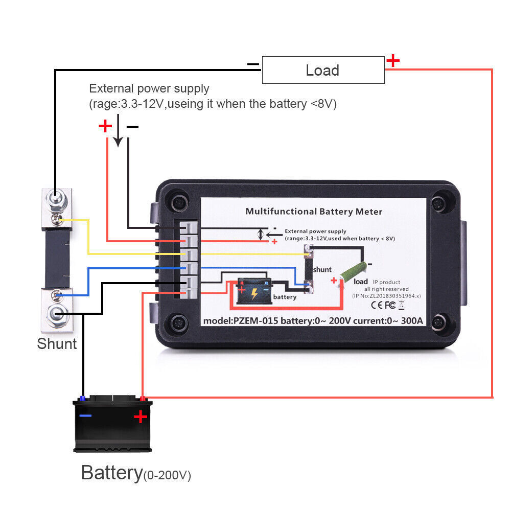 LCD Digital Display DC Battery Monitor Volt Meter 0-200V Voltmeter For Car Solar