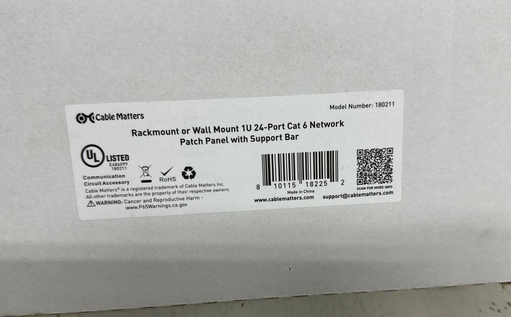 Cable Matters 24-Port Blank Patch Panel Rackmount or Wall Mount Cat 6