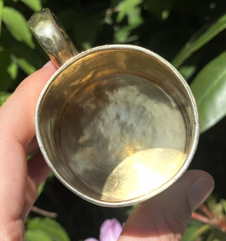 Antique Solid Sterling Silver Gilt Hallmarked Mug Cup Tankard