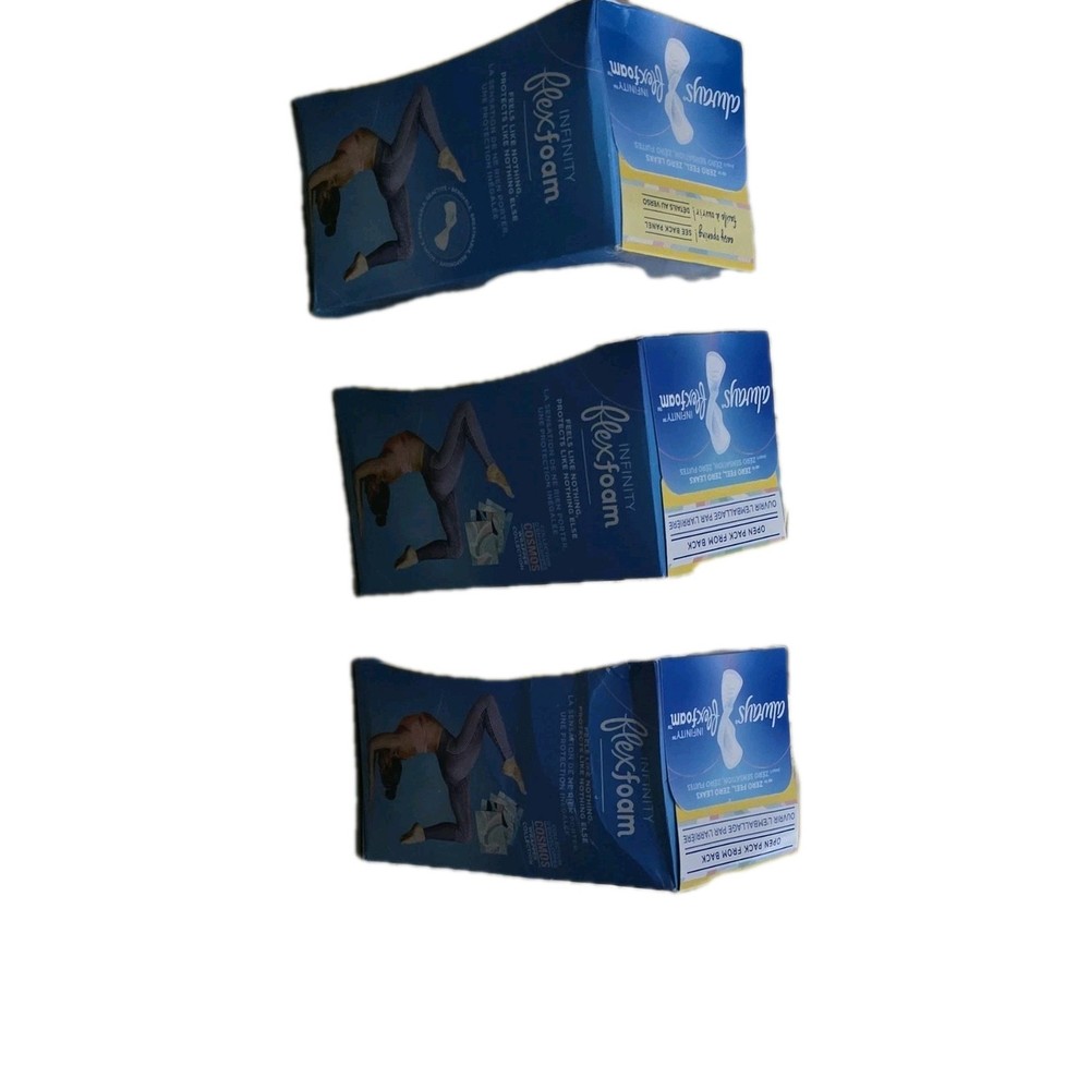 Three Boxes Always Infinity FlexFoam Regular Sanitary Napkins 36 Pack Zero Feel