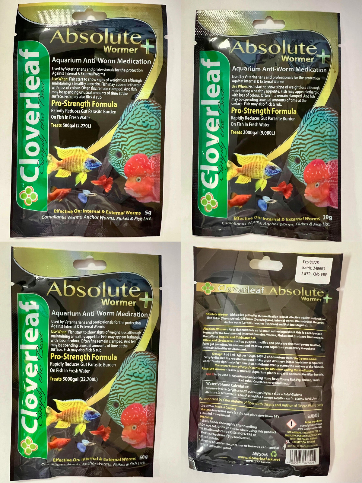 Cloverleaf Absolute Plus Wormer 5g, 20g, 50g EXCLUSIVE DISTRIBUTOR IN THE U.S.A.