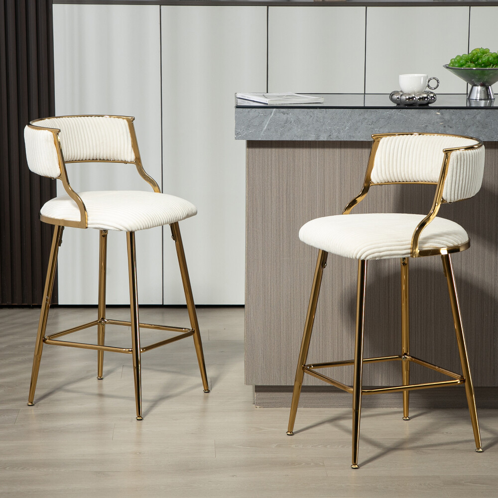 Modern Bar Stools Set of 2 Height Adjustable Barstools + Backrest Kitchen Stools
