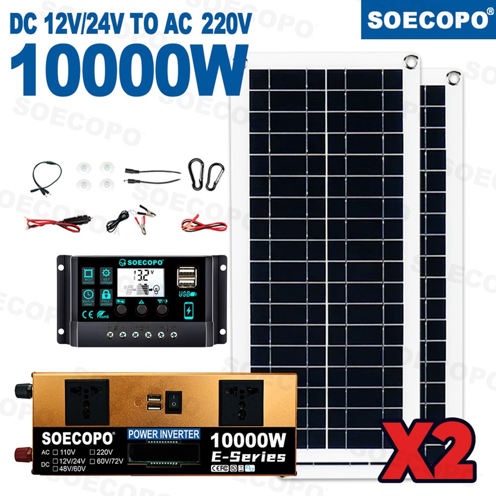10000W Solar Kit | Includes Inverter, 2pcs 200W Solar Panels 100A Controller.