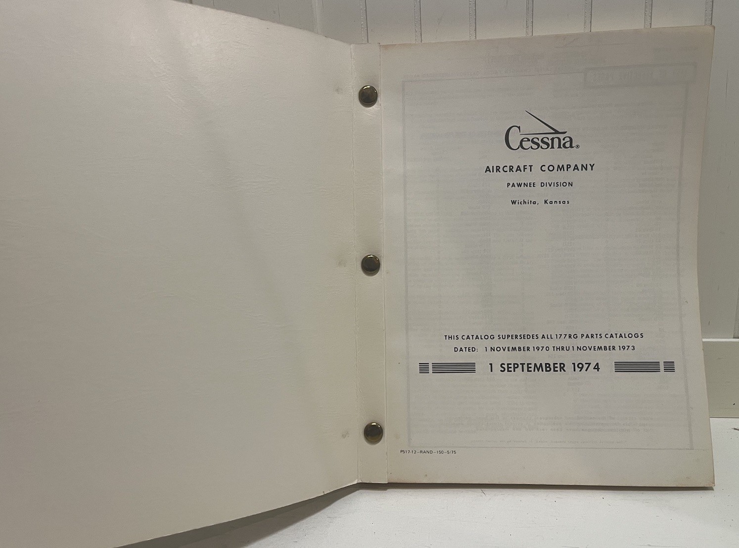 1971-1975 CESSNA Cardinal RG Parts Catalog Manual Original Book