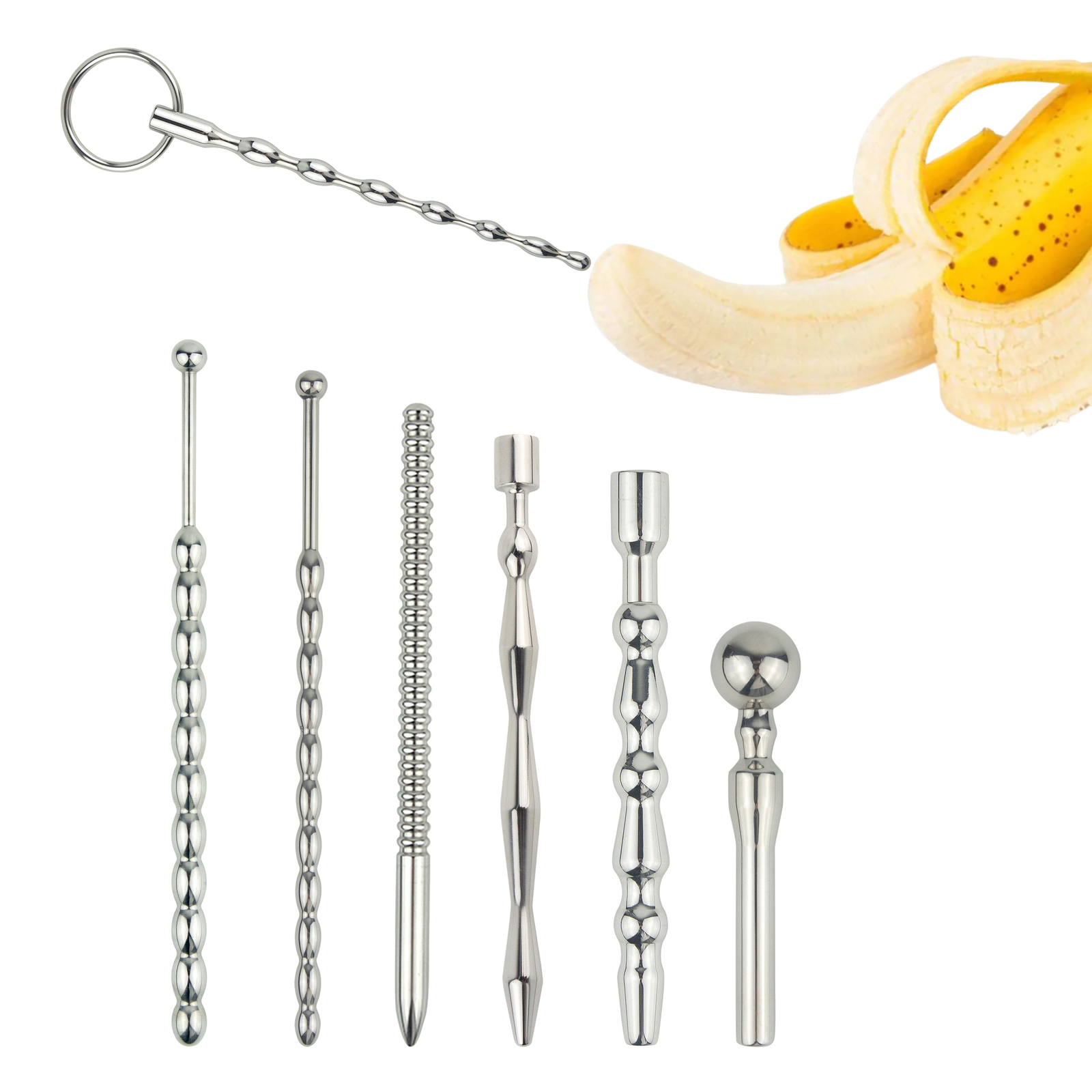 Male Stainless Steel Beads Long Urethral Plug Sounding Penis Plug Rod Enhancer