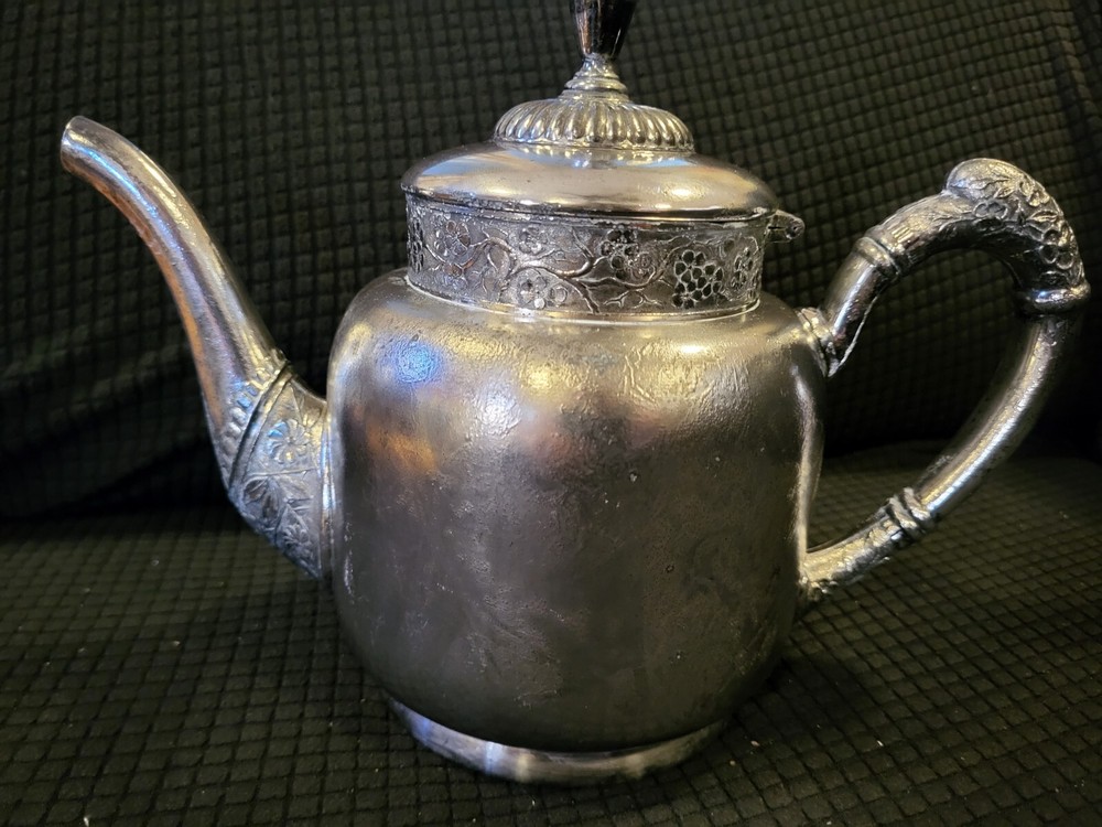 The ACME Silver Plate Co. Coffee Pot Engraved Floral Patterns