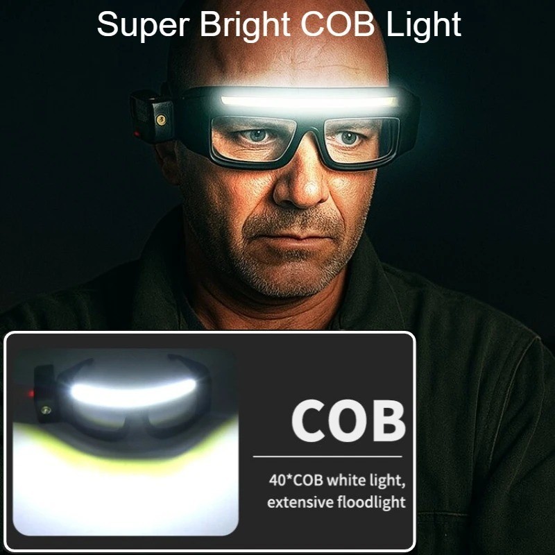 Rechargeable LED Glasses Headlight Glasses with Motion Sensor & Touch Control 5