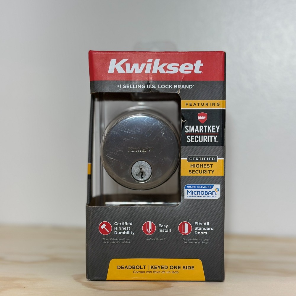 Kwikset SmartKey Deadbolt Lock Keyed One Side High Security