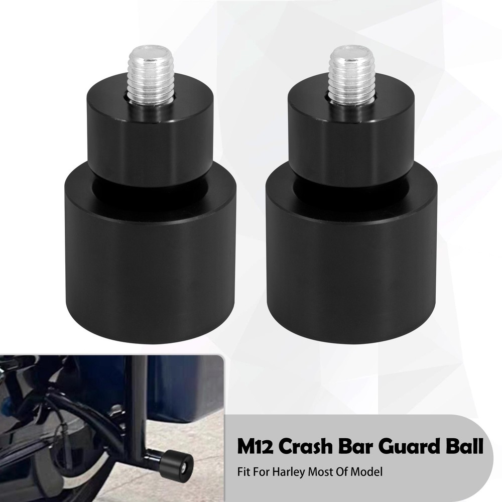 2x Engine Protective Guards Crashs Bars Black Protector M12 End Balls For Harley