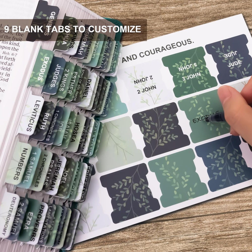 Laminated Bible Tabs for Women & Men - Large Print Study Leaves