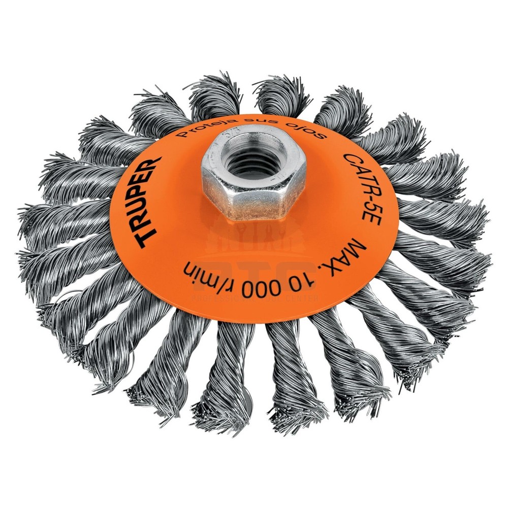 Truper CATR-5E Conical Brush 5" Stranded Wire, 5/8"-11 arbor