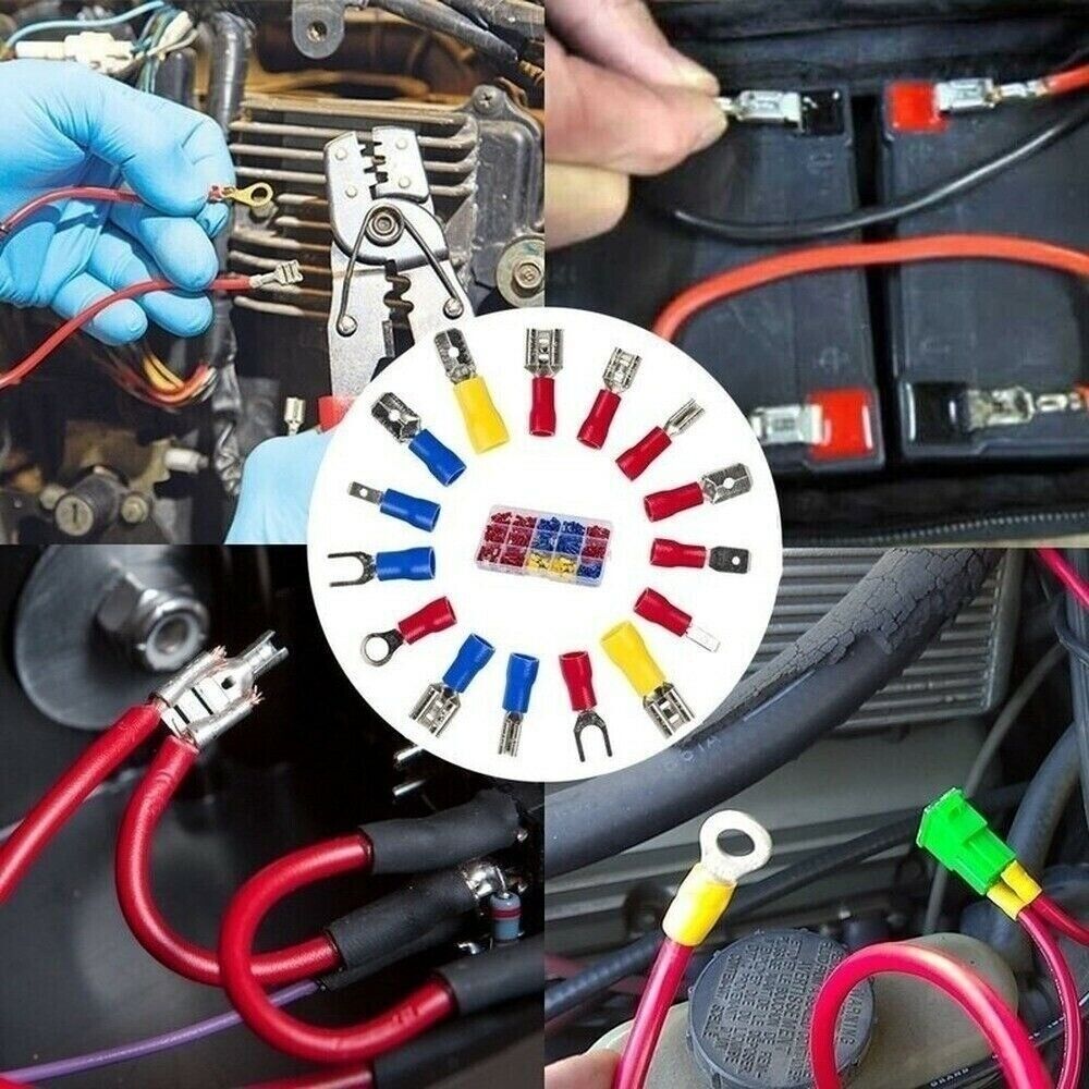 480 PC ASSORTED INSULATED ELECTRICAL WIRE TERMINAL CRIMP CONNECTOR SPADE SET KIT