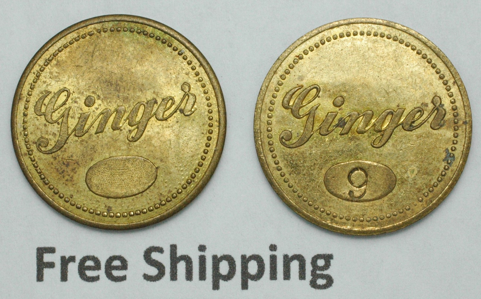 1937-47 Ginger Tokens For 1 Pack of Cigarettes Good for 2 packs Brass Free Ship