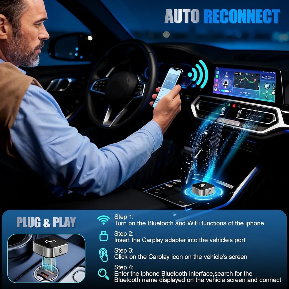 2026 Wireless Car Adapter - Universal Smart Screen Converter for CarPlay/Android