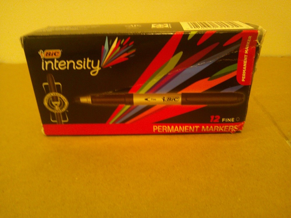 BIC Intensity Permanent Markers, Fine Point, Black, Low Odor, 12-Count