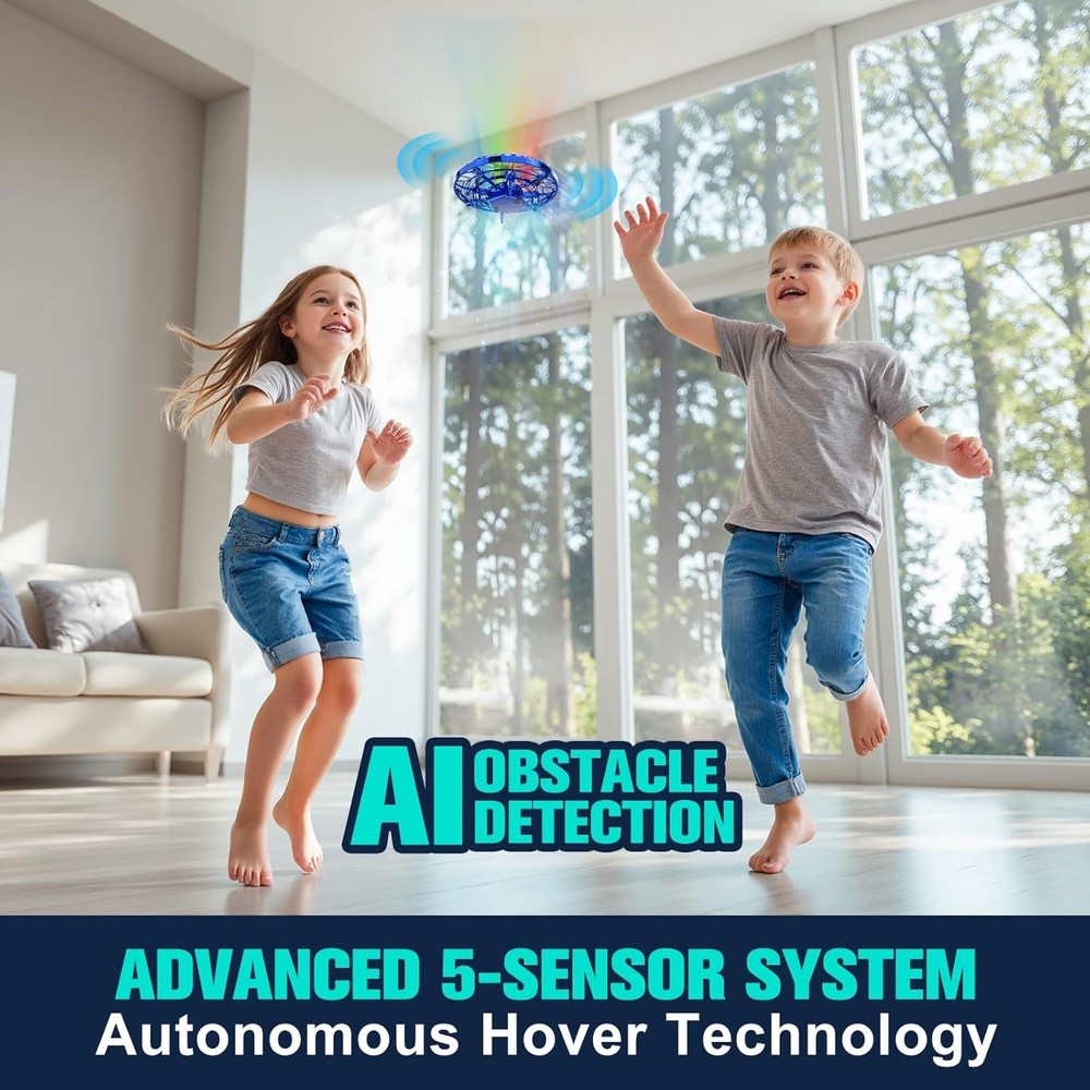 Interactive Kids Drone with Obstacle Avoidance - Rechargeable Mini Quadcopter