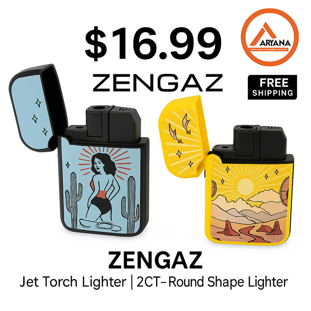 ZENGAZ WINDPROOF JETFLAME REFILLABLE LIGHTERS- 2CT  MIxed Designs