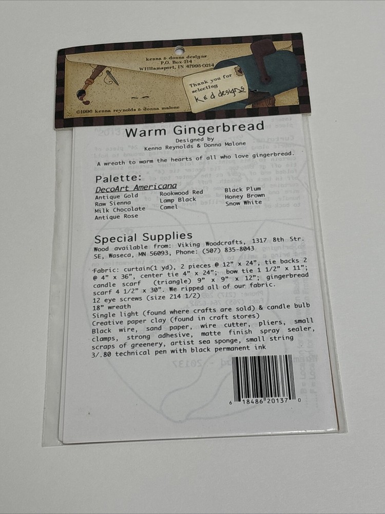Kenna & Donna Designs Warm Gingerbread Painting Pattern Packet