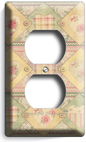 SEWING PASTEL PATCHWORK OUTLET WALL PLATE COVERS SCRAPBOOKING STUDIO ROOM DECOR