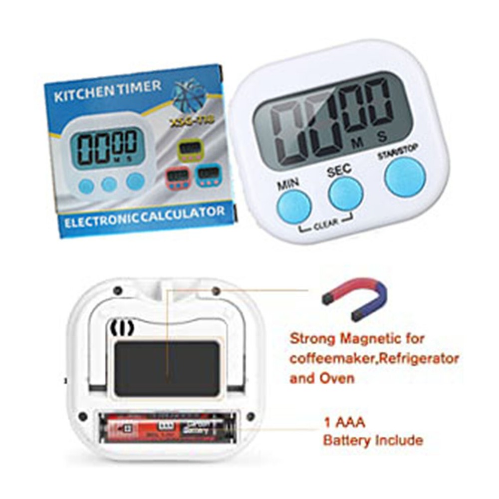2 pack LCD digital kitchen cooking timer countdown clock loud alarm magnetic
