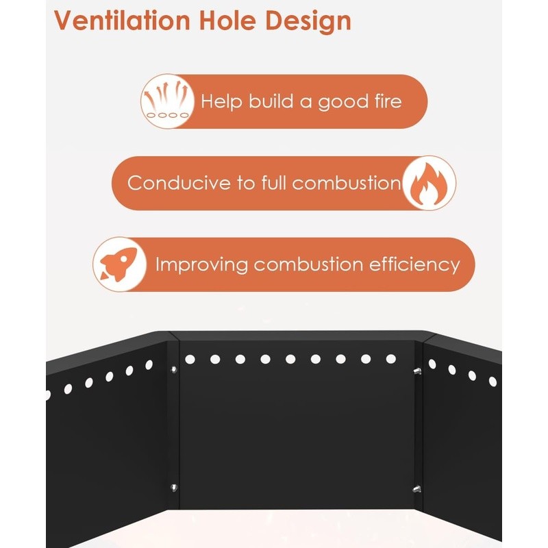 Smokeless Fire Pit Ring 32''Outer 28'' Inner Diameter Solid Steel Firepit Liner