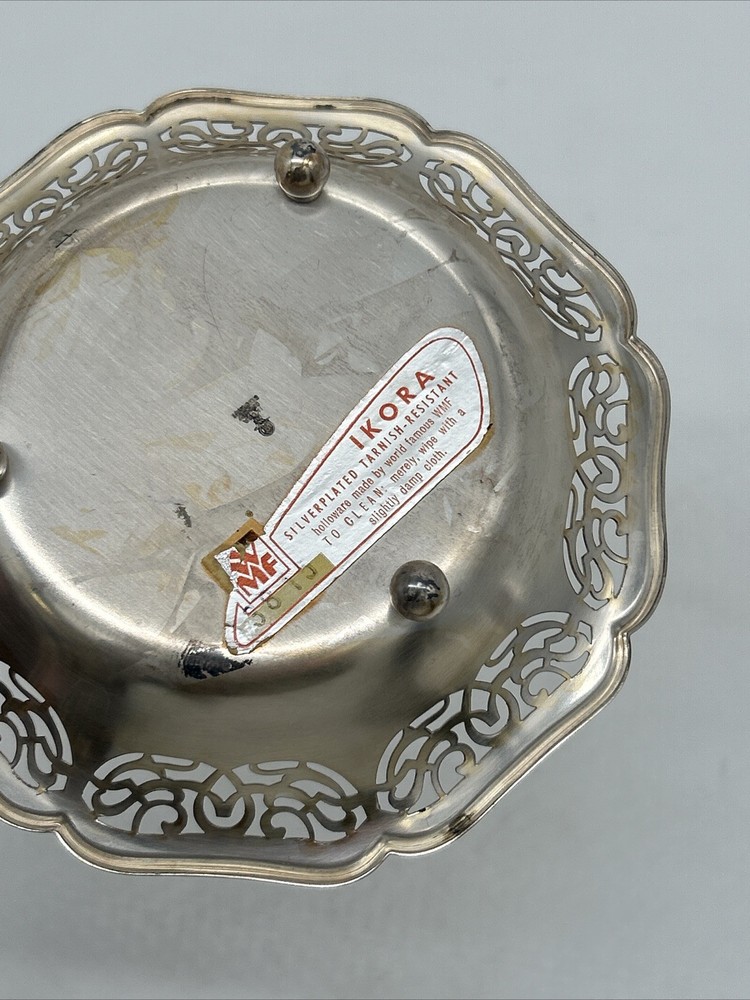 Vintage WMF IKORA Germany Silver Plated Footed Candy Bowl Trinket Dish #3815