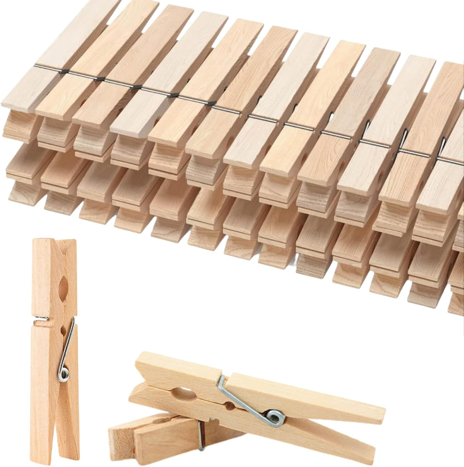 Wood Clothes Pin,Natural Birchwood Clothespins,Strong Grip,Heavy Duty Outdoor Cl