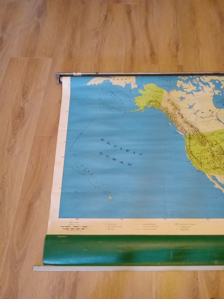 Vintage Pull Down School House Map