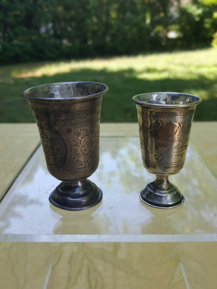 Russian antique 2 silver goblets.